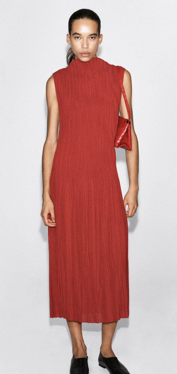 COS, Pleated Jacquard Sleeveless Maxi Dress
