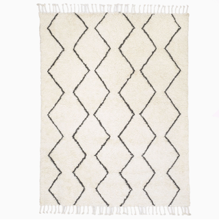 Geometric pattern wool Berber rug.