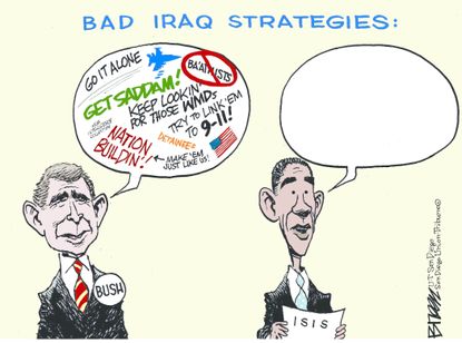 Political cartoon World Iraq Bush Obama