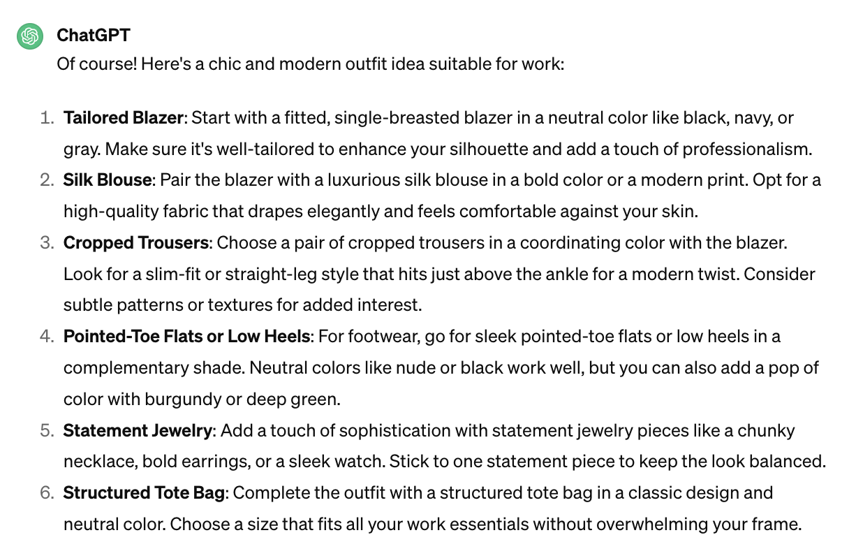 missing-image لقد طلبت من الذكاء الاصطناعي ابتكار 6 أزياء أنيقة، وإليكم النتائج