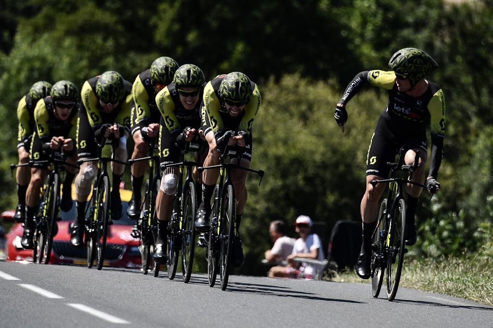 Mitchelton-Scott en route to the finish of stage 3 at the Tour de France