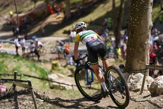 ALBSTADT GERMANY MAY 09 Rebecca McConnell of Australia competes in CrossCountry Olympic Women Elite race during UCI Mountain Bike World Cup on May 09 2021 in Albstadt Germany Photo by Christian KasparBartkeGetty Images