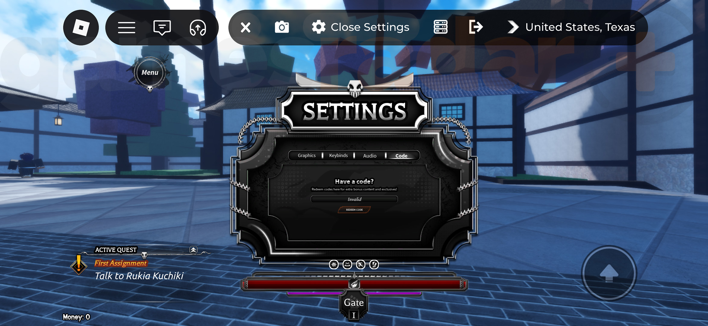 The menu to redeem Paradox codes