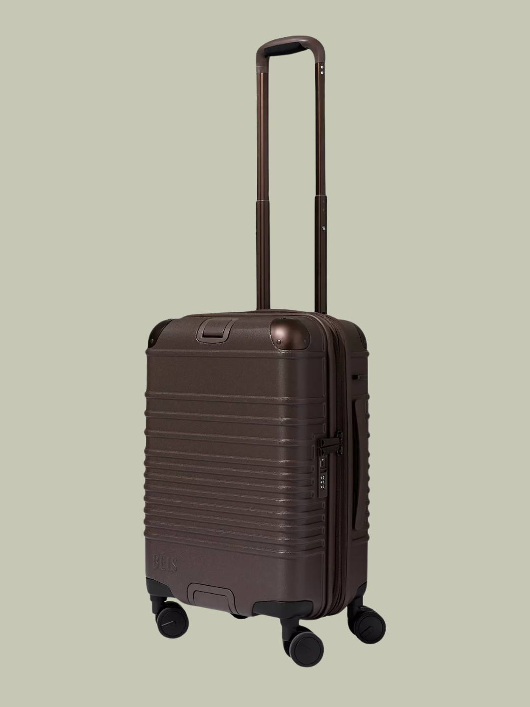 A brown roller suitcase from B&amp;Eacute;IS