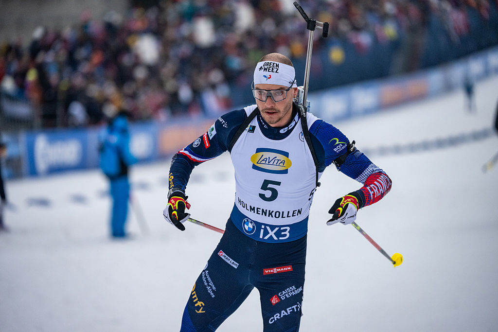 Emilien Jacquelin of France in action during the Men 15km Mass Start at the BMW IBU World Cup Biathlon Oslo on March 22, 2026 in Oslo, Norway. (Photo by Kevin Voigt/GettyImages)