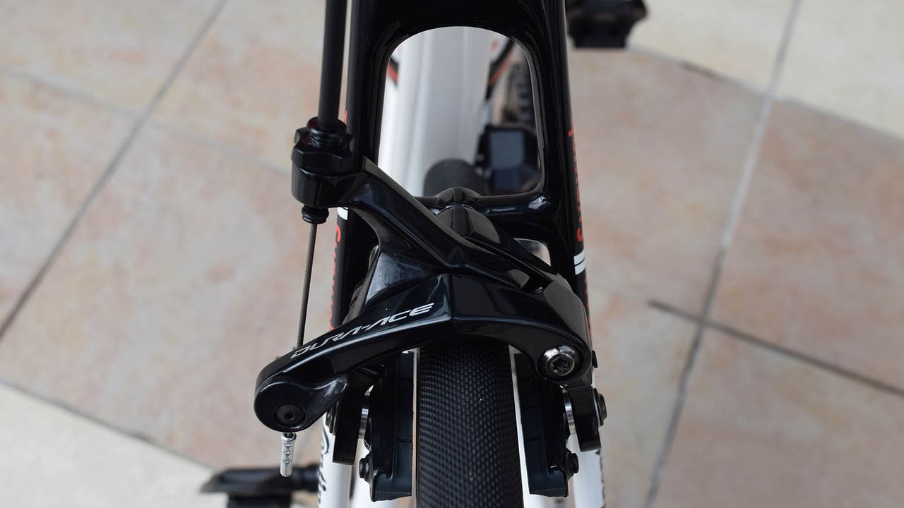 Unlike other high-end carbon race bikes, Cervelo have stuck with single bolt rim brakes as opposed to direct mount options