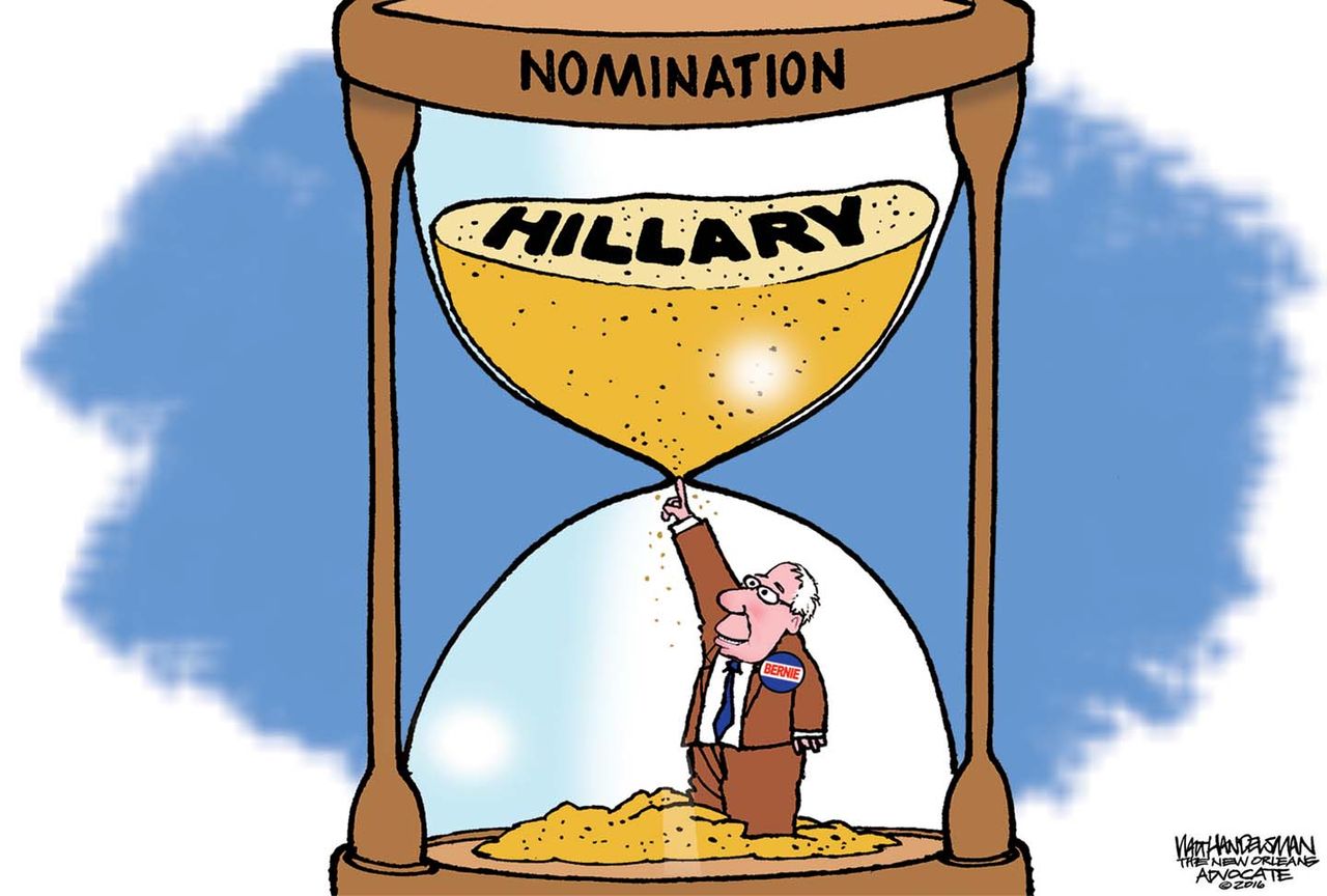 Political Cartoon U.S. Hillary Bernie