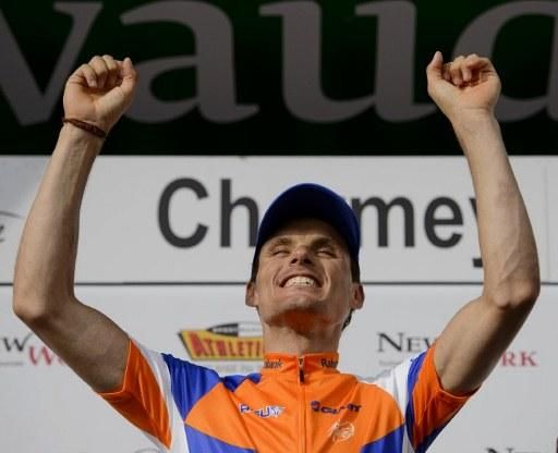 Luis Leon Sanchez (Rabobank Cycling Team) on the podium