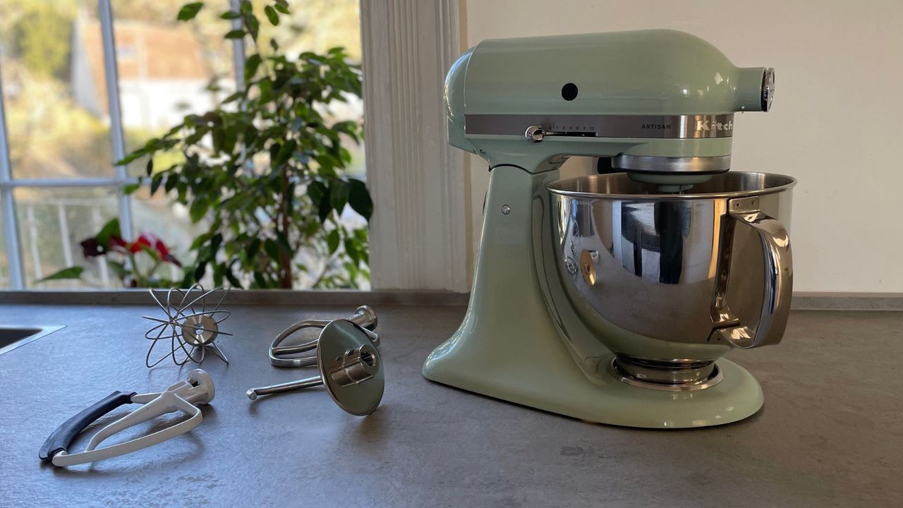 KitchenAid 4.8-litre Artisan Stand Mixer on the counter