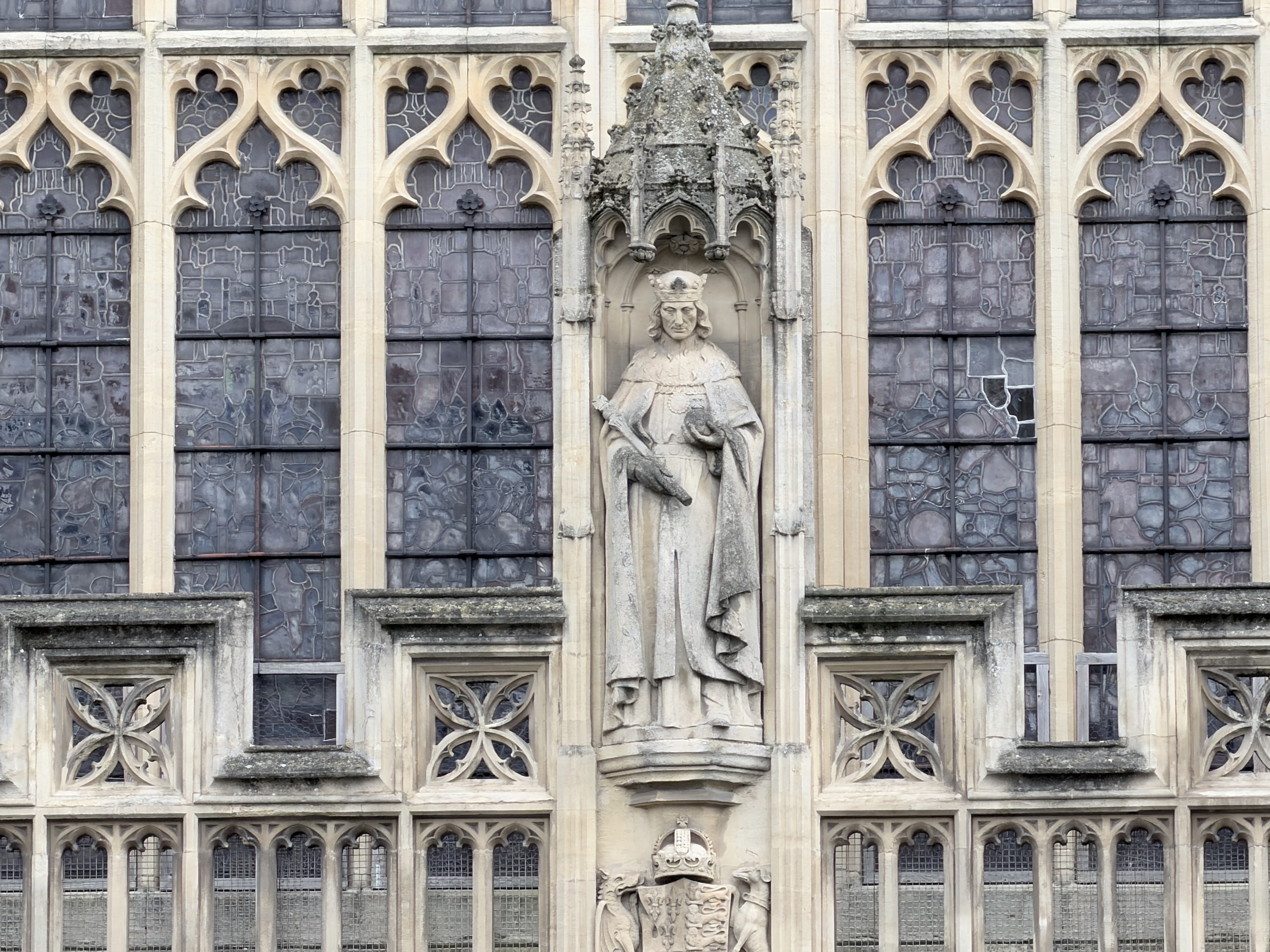 A photo of a church sculpture shot on the iPhone tele lens at 10x