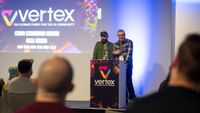 Vertex 2024; two men on a stage