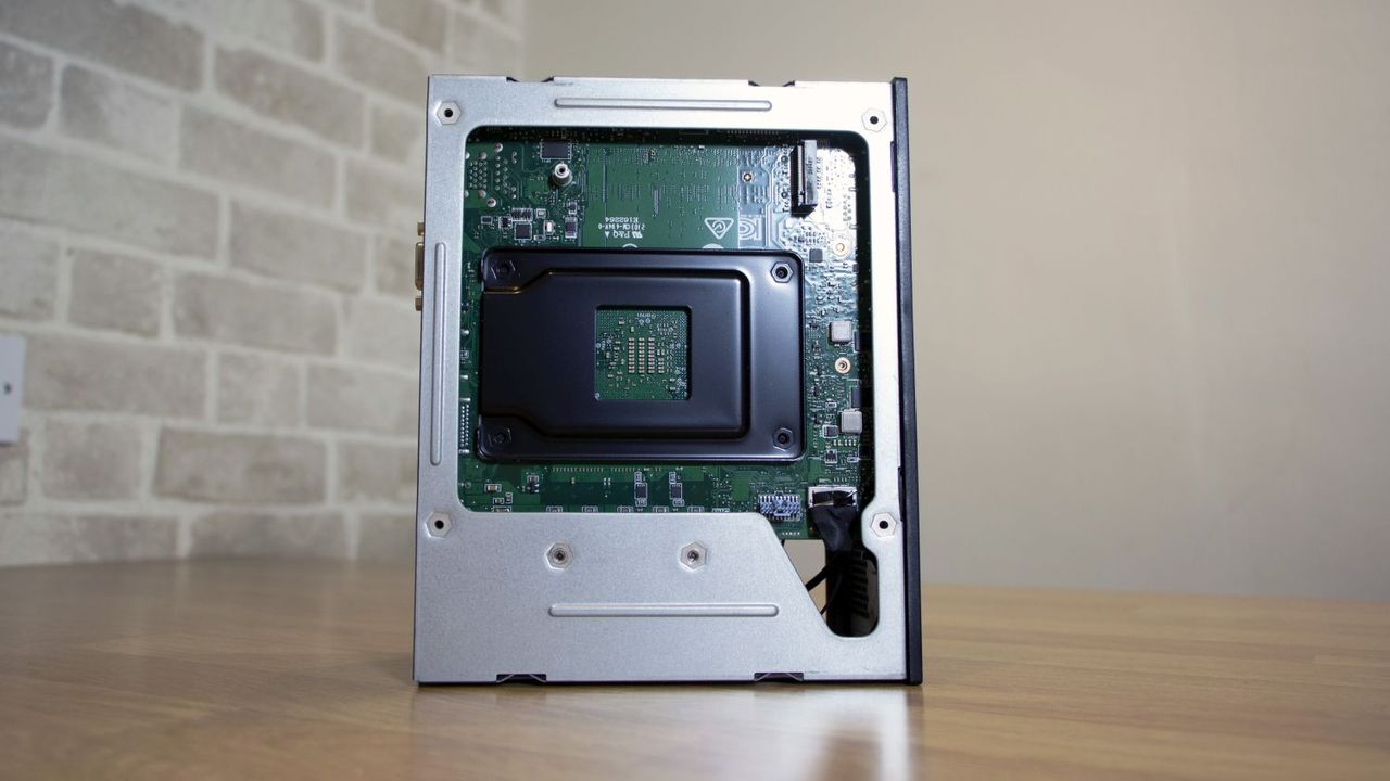 A photograph of the underside of the MSI Pro DP20Z 5M's motherboard