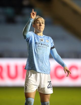 Lucy Bronze in Women's Champions League action for Manchester City against Goteborg in December 2020