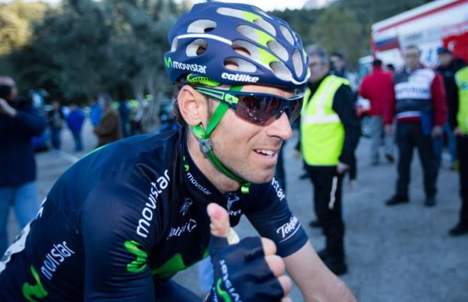 Alejandro Valverde (Movistar) gives the thumbs up after taking his first win of the year