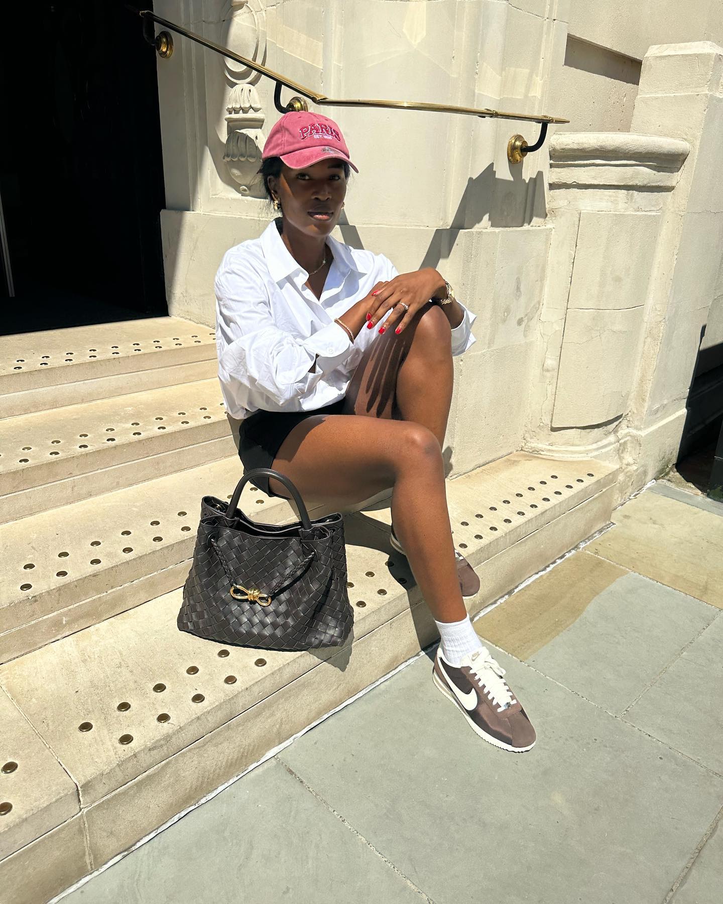 A stylish woven leather bag from a designer collection