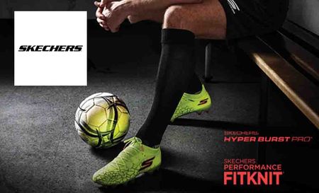 Skechers Logo placed over an image of harry kane wearing skechers football trainers