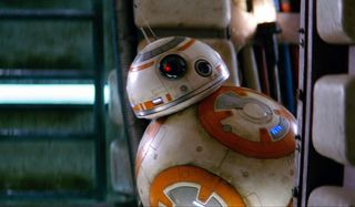 Star Wars: The Force Awakens BB-8 peeks out from around a corner