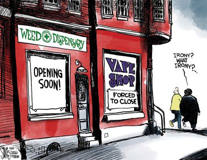 Editorial Cartoon U.S. Weed Shop Replace Vape Shop