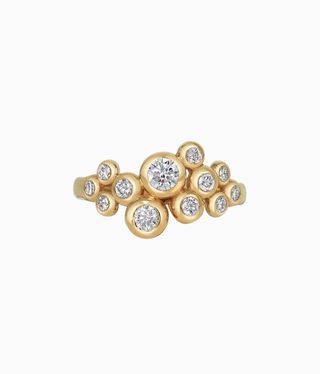 A twelve stone diamond engagement ring.