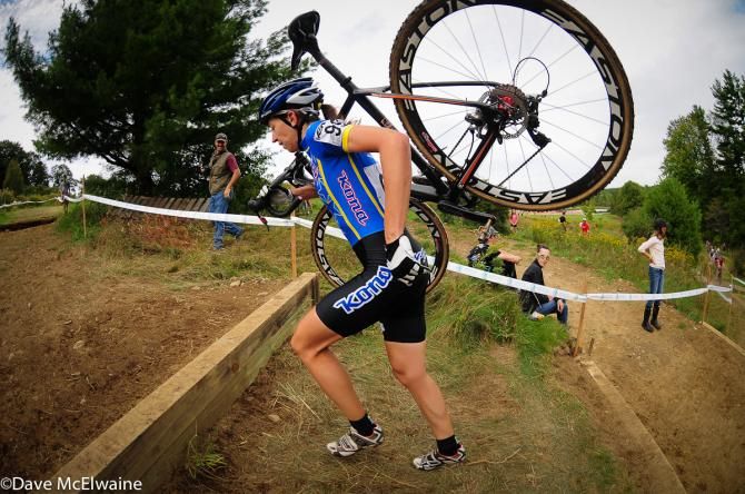 Helen Wyman (Kona Factory Team) was first up the stairs