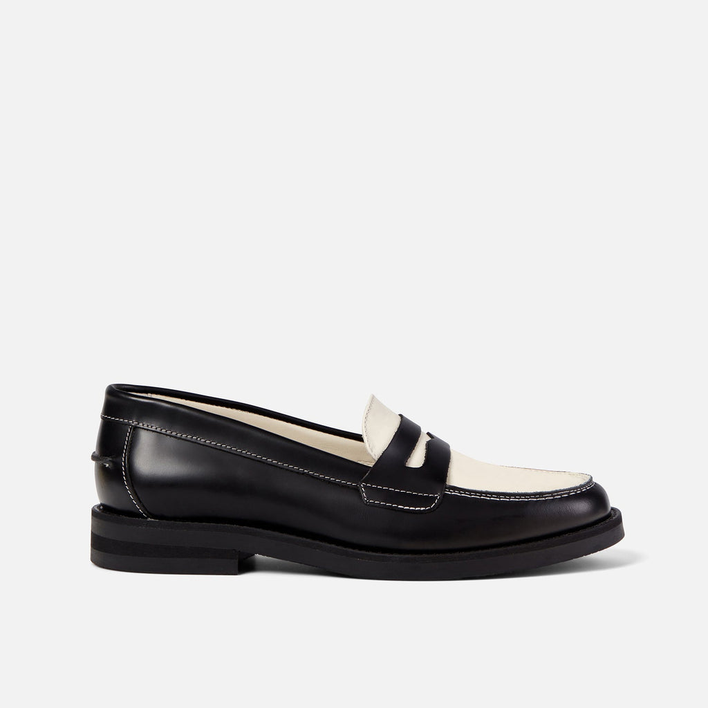 Wilde Black + White Penny Loafer - Women's