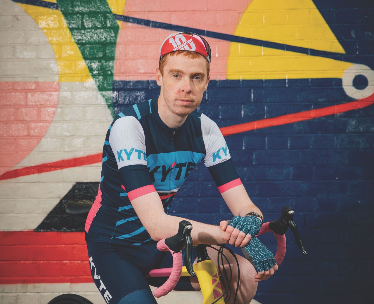 Cyclist Sam Gray with his bike