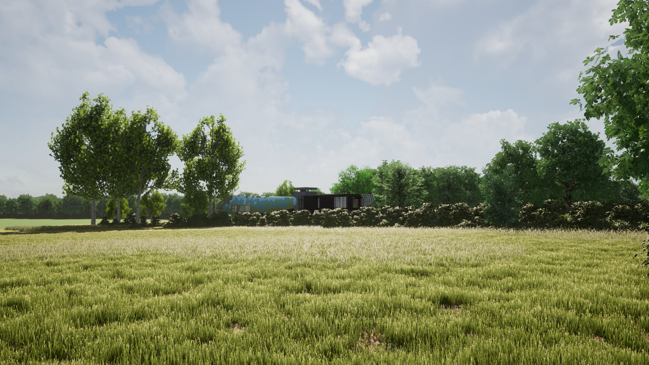 A mock up of the exterior of the plane inspired build