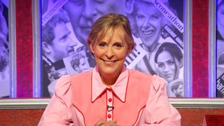 An image of Mel Giedroyc in the HIGNFY chair. However, it has been announced that she has been replaced by Bill Bailey.