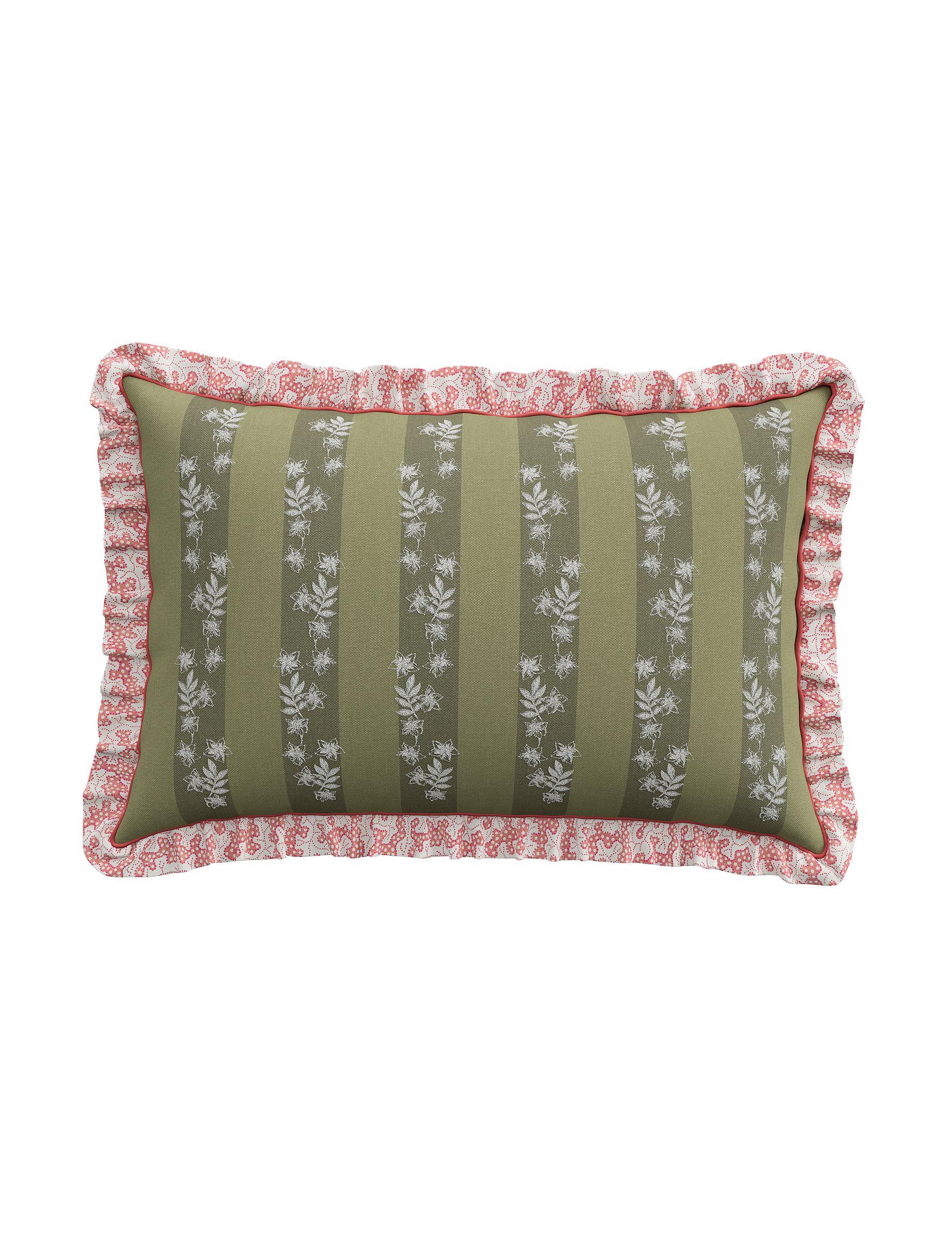 Chestnut Tree Stripe Frill Square Cushion