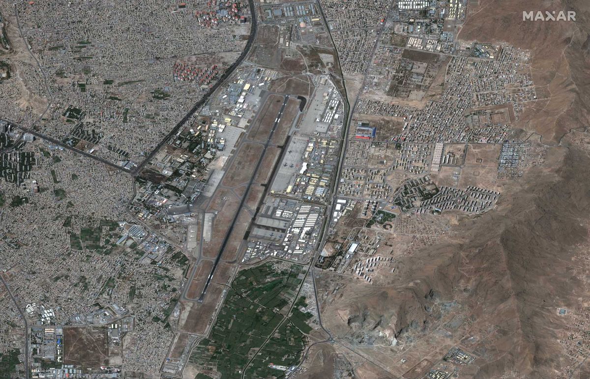 On Aug. 27, 2021, the WorldView-1 satellite captured these views of U.S. evacuation efforts from Afghanistan's Hamid Karzai International Airport in Kabul just days ahead of an Aug. 31 deadline to complete the operation in the wake of the Taliban takeover of the country.