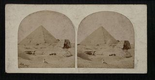 A stereograph of the Great Pyramid of Giza.