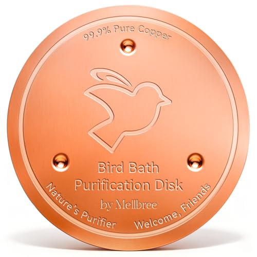 Mellbree Bird Bath Copper Disc, 0.6mm Reinforced 99.99% Pure Copper Cleaning Disk for Physical Safe Clean Water All-Season, Universal Fit for Outdoor Birdbaths, Bowl, Bird Bath Solar