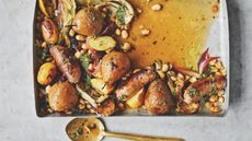 Whole baked pears with Italian sausage