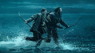 Alfie Williams and Aaron Taylor-Johnson in "28 Years Later"