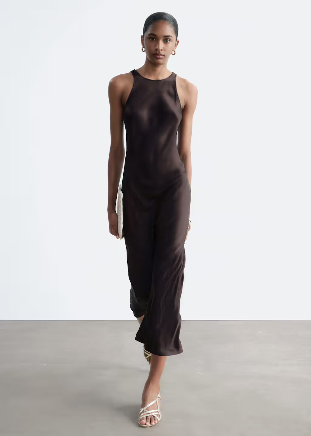 &amp; Other Stories, Sleeveless Satin Midi Dress - Pink