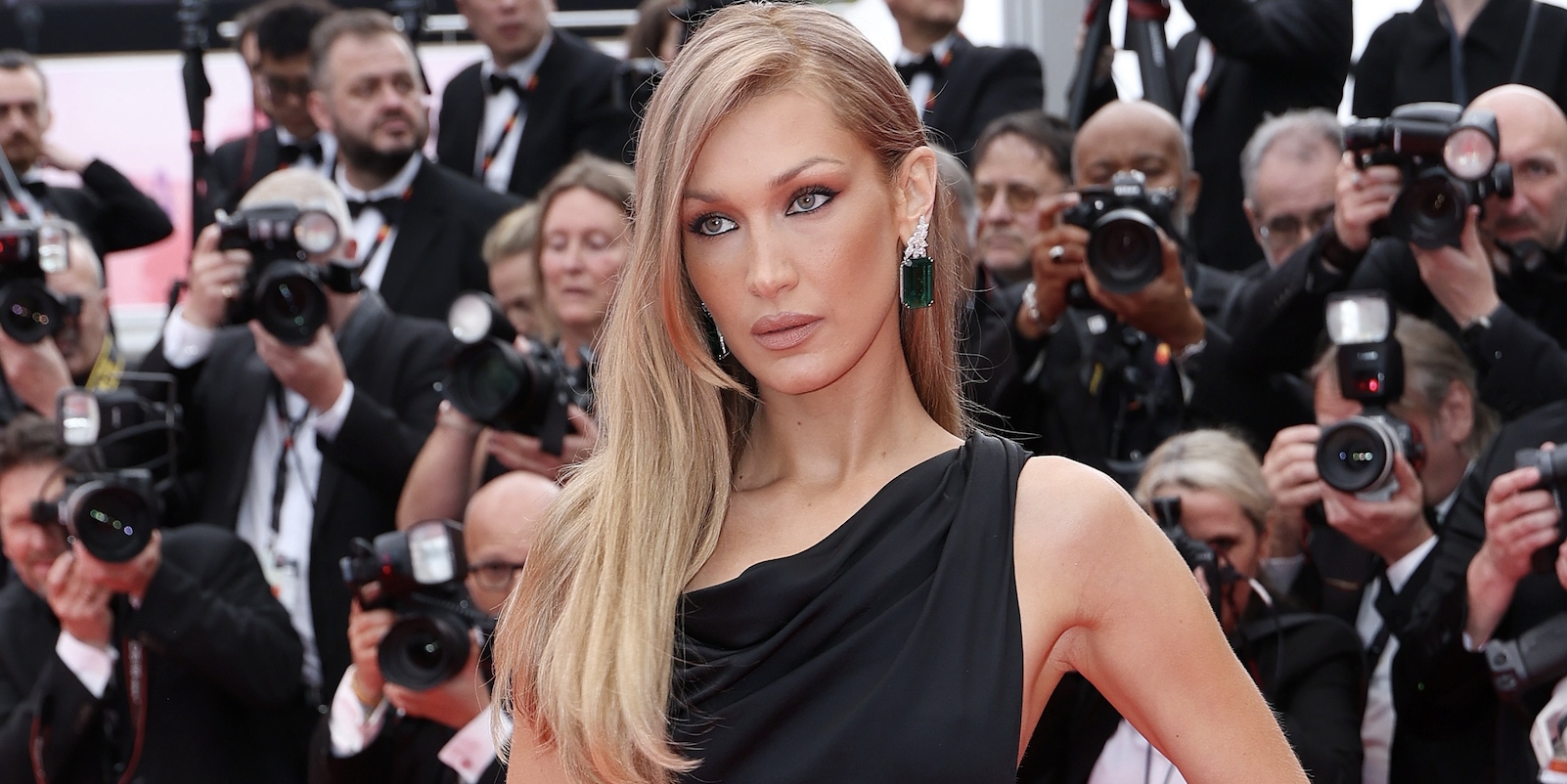 Bella Hadid attends the red carpet for the opening ceremony and "Partir Un Jour" (Leave One Day) screening at the 78th annual Cannes Film Festival at Palais des Festivals on May 13, 2025 in Cannes, France