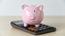 Piggy bank on calculator