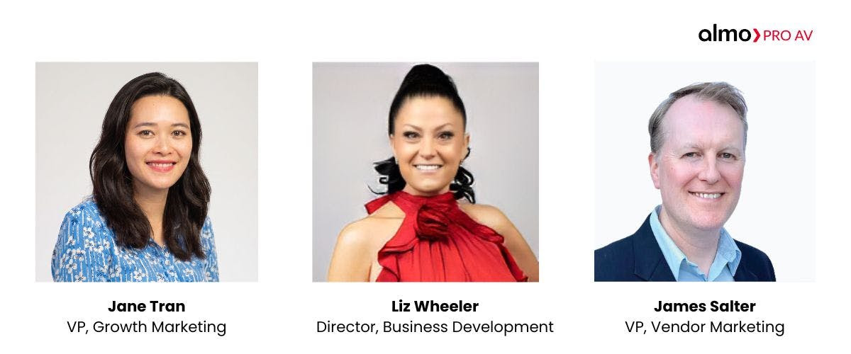 Headshots of Jane Tran, Liz Wheeler, and James Salter.