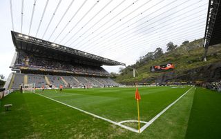 General view inside the stadium prior to the UEFA Europa League round of 32 second leg match between Sporting Braga and Rangers FC at Estadio Municipal de Braga on February 26, 2020 in Braga, Portugal.