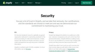 Shopify's webpage discussing its security features