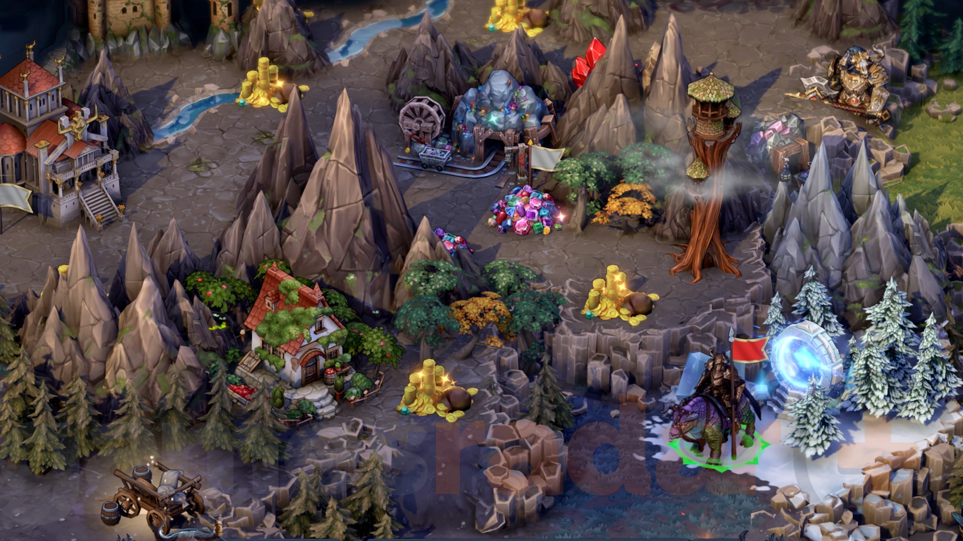 A load of different resources can be seen on the Heroes Olden Era map.