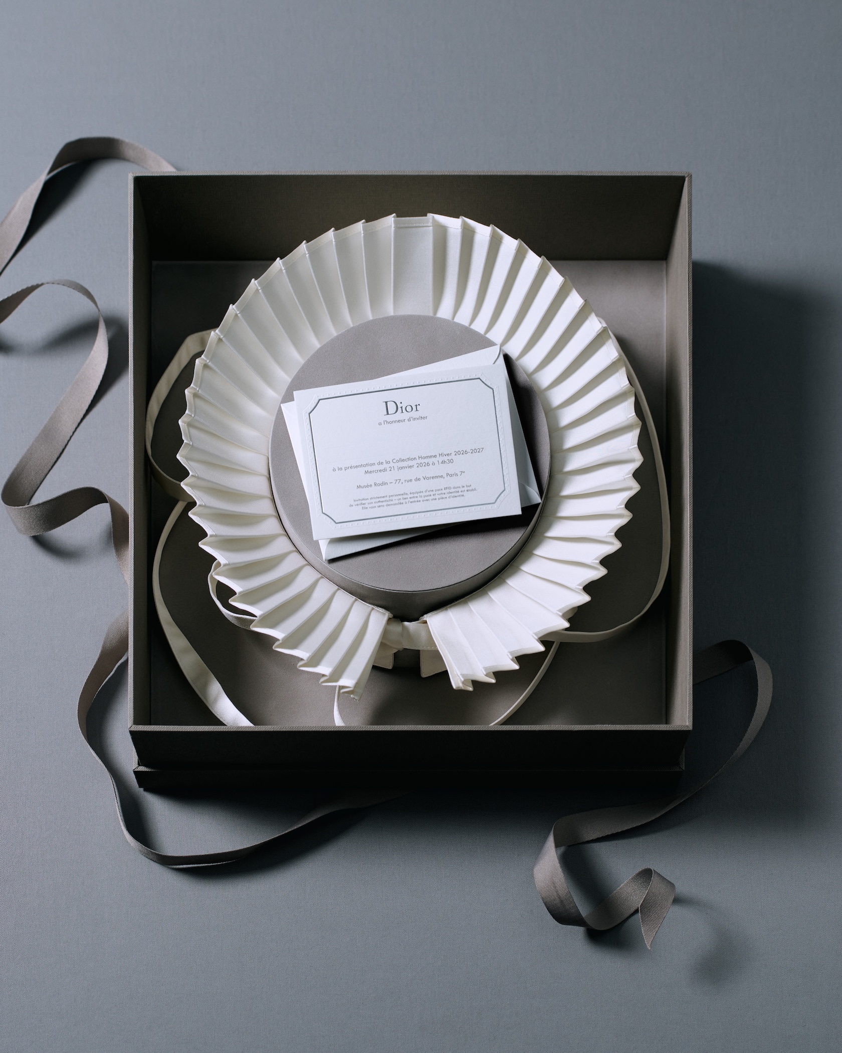 Dior Men&amp;rsquo;s A/W 2026 show invitation photographed by Jean-Marie Binet