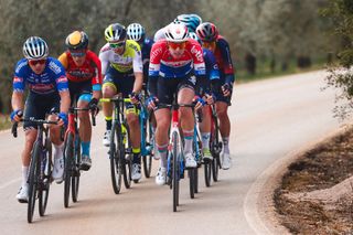 Volta Comunitat Valenciana Femines 2023 - 7th Edition - 3rd stage Agost - Altea 132km - 18/02/2023 - Lionel Taminiaux (BEL - Alpecin - Deceuninck) - Pascal Eenkhoorn (NED - Lotto Dstny) - photo Rafa Gomez/SprintCyclingAgencyÂ©2023