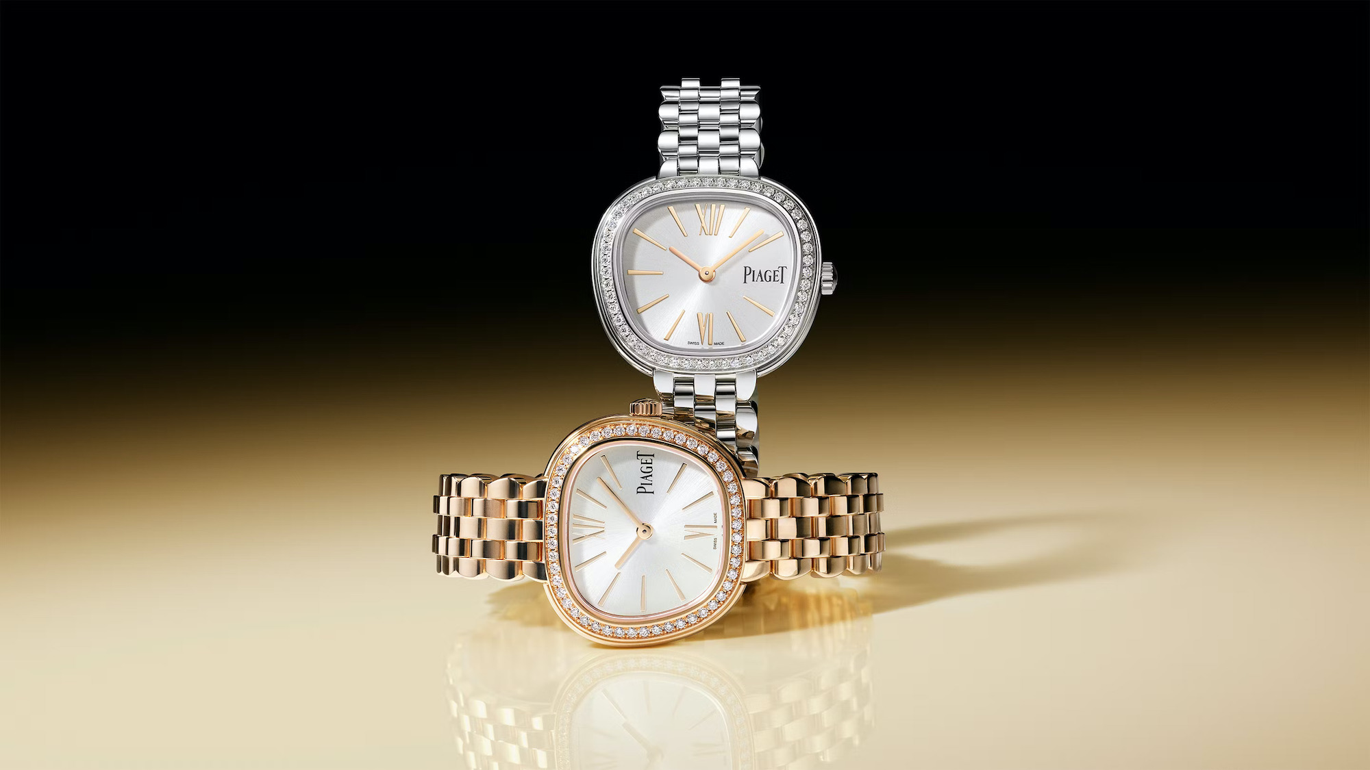 Sixtie steel watch with diamonds with 18ct gold version with diamonds