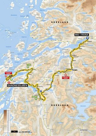 Map of stage 2 of the 2016 Arctic Race of Norway