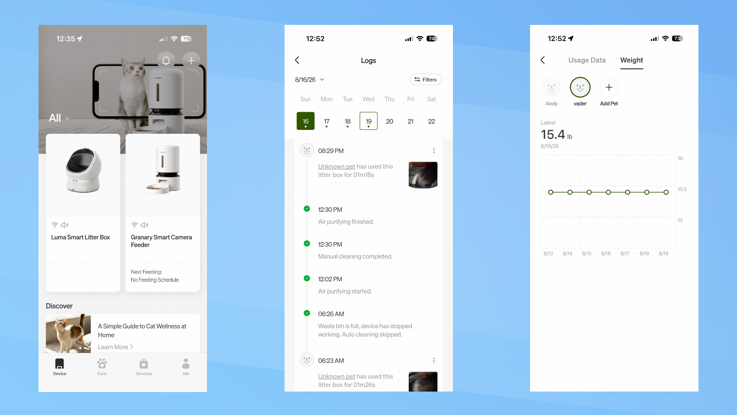 Petlibro Luma Smart Litter Box screen shots