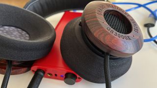 Grado GS3000x Statement review: closeup of headphones earcup