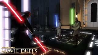 Darth Maul squares off with Obi Wan and Qui Gon on Naboo