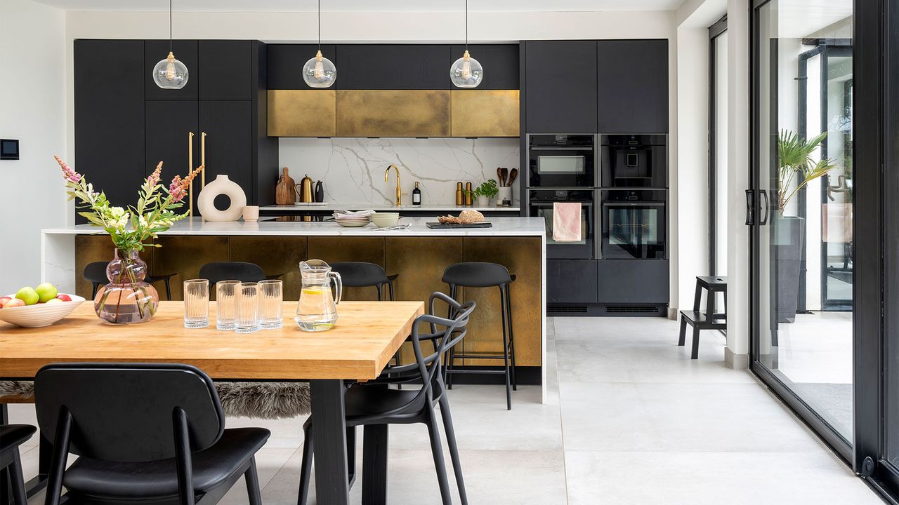 black and gold kitchen