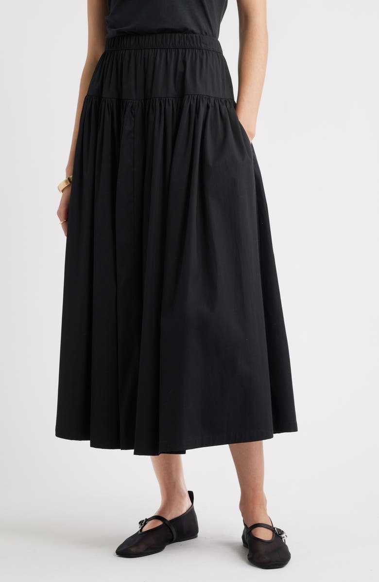 Tiered Cotton Poplin Maxi Skirt